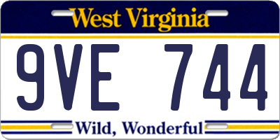 WV license plate 9VE744