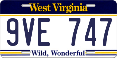 WV license plate 9VE747