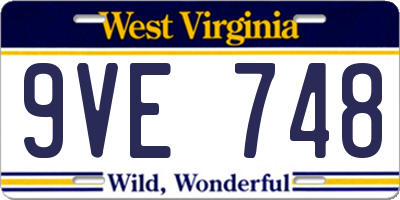 WV license plate 9VE748