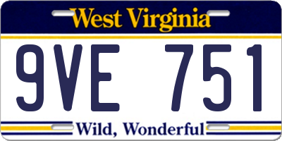 WV license plate 9VE751