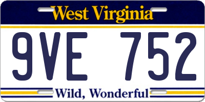 WV license plate 9VE752