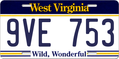 WV license plate 9VE753