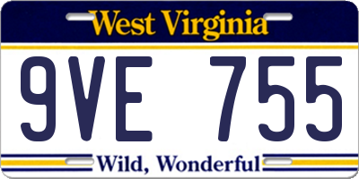 WV license plate 9VE755