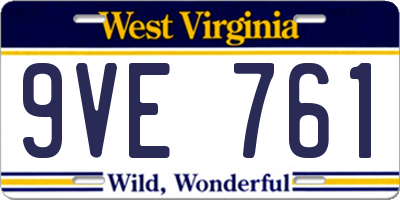 WV license plate 9VE761