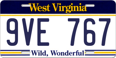 WV license plate 9VE767