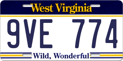 WV license plate 9VE774