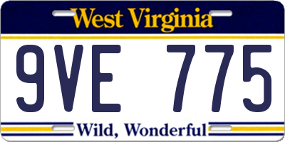 WV license plate 9VE775