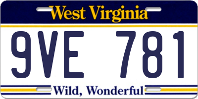 WV license plate 9VE781