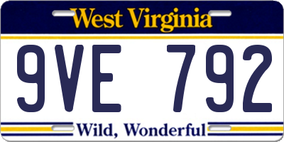 WV license plate 9VE792
