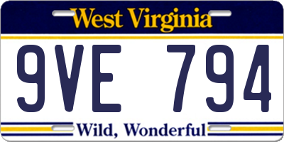 WV license plate 9VE794