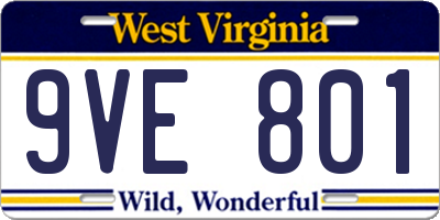 WV license plate 9VE801