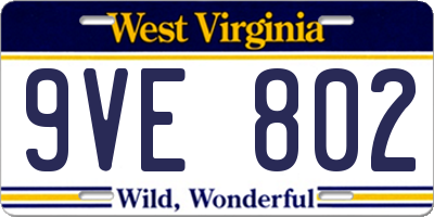 WV license plate 9VE802
