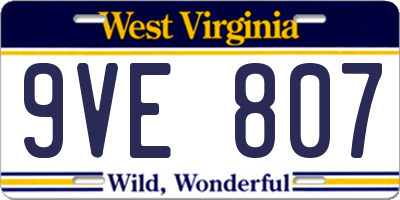 WV license plate 9VE807