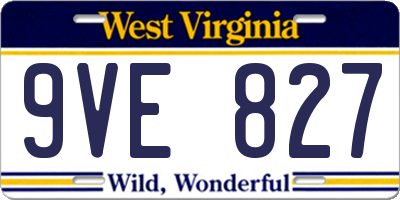 WV license plate 9VE827