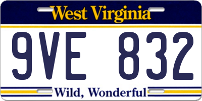 WV license plate 9VE832