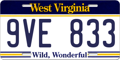WV license plate 9VE833