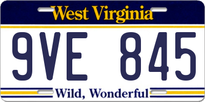 WV license plate 9VE845