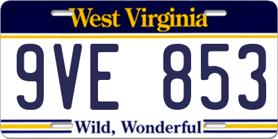 WV license plate 9VE853