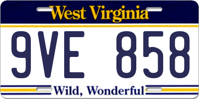 WV license plate 9VE858