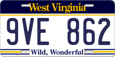 WV license plate 9VE862