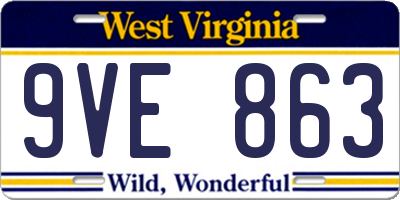 WV license plate 9VE863