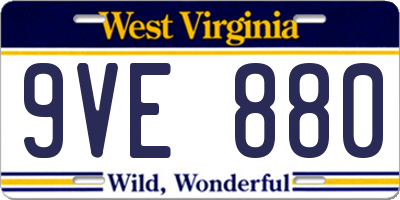 WV license plate 9VE880