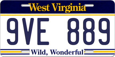 WV license plate 9VE889