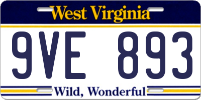 WV license plate 9VE893