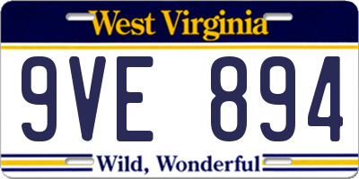 WV license plate 9VE894
