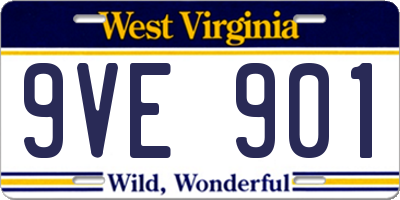 WV license plate 9VE901