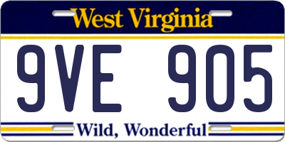 WV license plate 9VE905