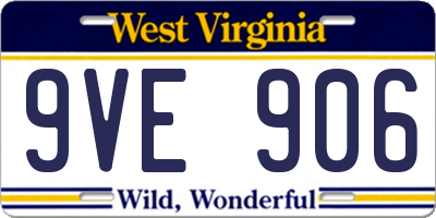 WV license plate 9VE906