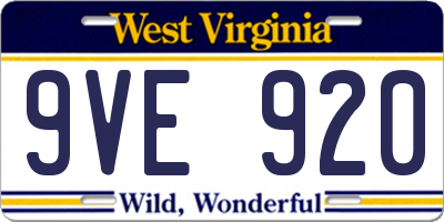 WV license plate 9VE920