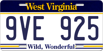 WV license plate 9VE925