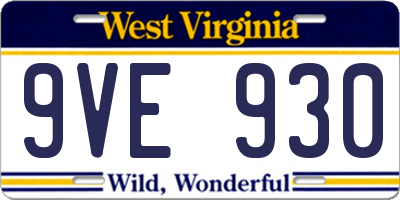 WV license plate 9VE930