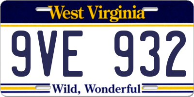 WV license plate 9VE932