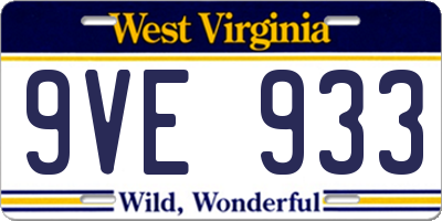 WV license plate 9VE933