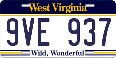 WV license plate 9VE937