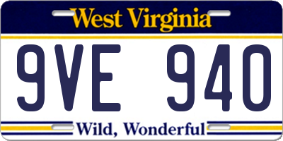 WV license plate 9VE940