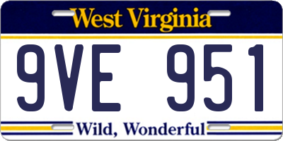 WV license plate 9VE951