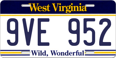 WV license plate 9VE952