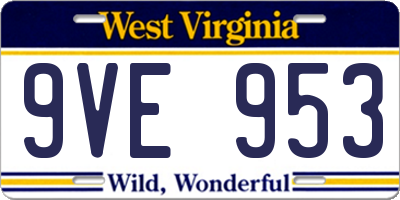 WV license plate 9VE953