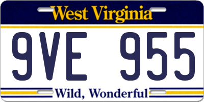WV license plate 9VE955