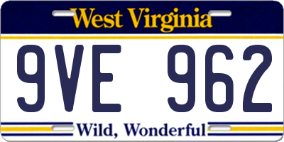 WV license plate 9VE962