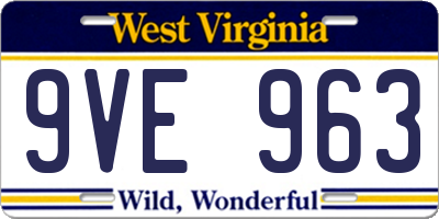 WV license plate 9VE963