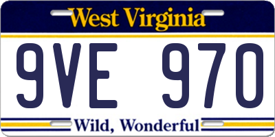 WV license plate 9VE970