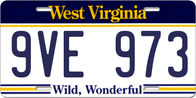 WV license plate 9VE973