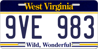 WV license plate 9VE983