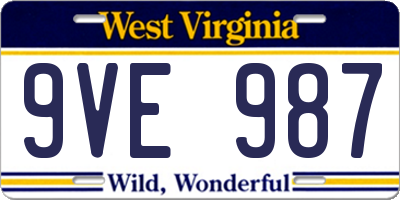 WV license plate 9VE987