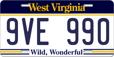 WV license plate 9VE990